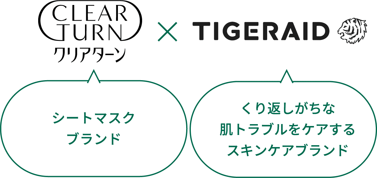 シートマスクブランドのクリアターンと、繰り返しがちな肌トラブルをケアするスキンケアブランドのTIGERAIDのコラボレーション