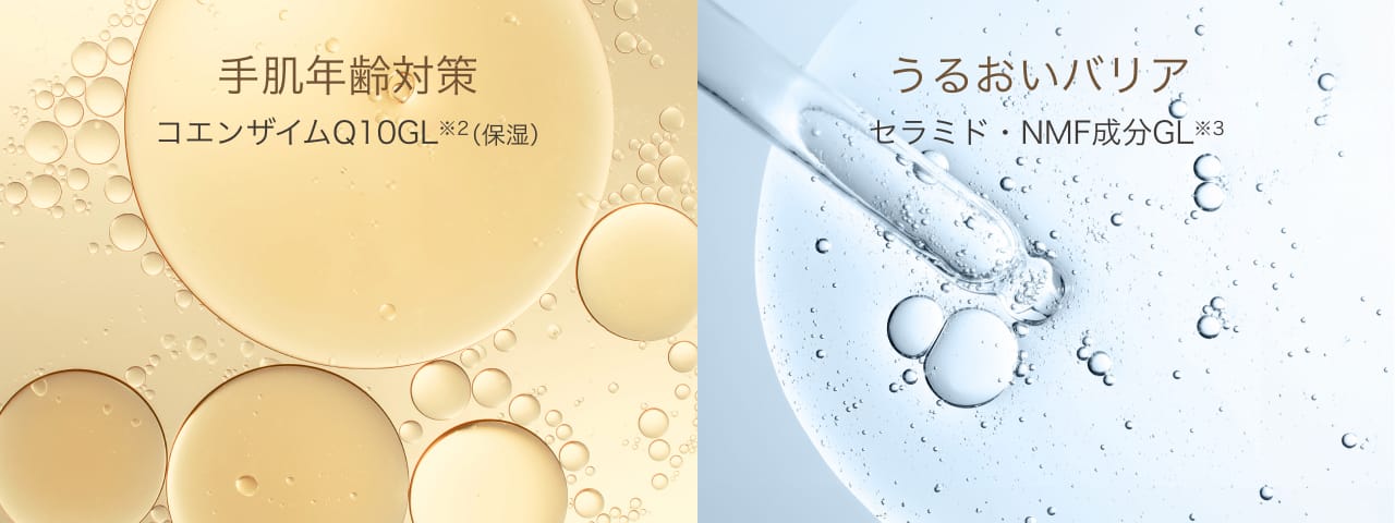 手肌年齢対策 コエンザイムQ10GL※2　うるおいバリア セラミド・NMF成分GL※3