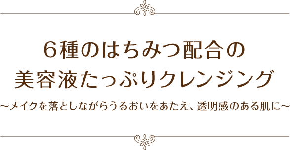 6種のはちみつ配合の美容液たっぷりクレンジング～メイクを落としながらうるおいをあたえ、透明感のある肌に～